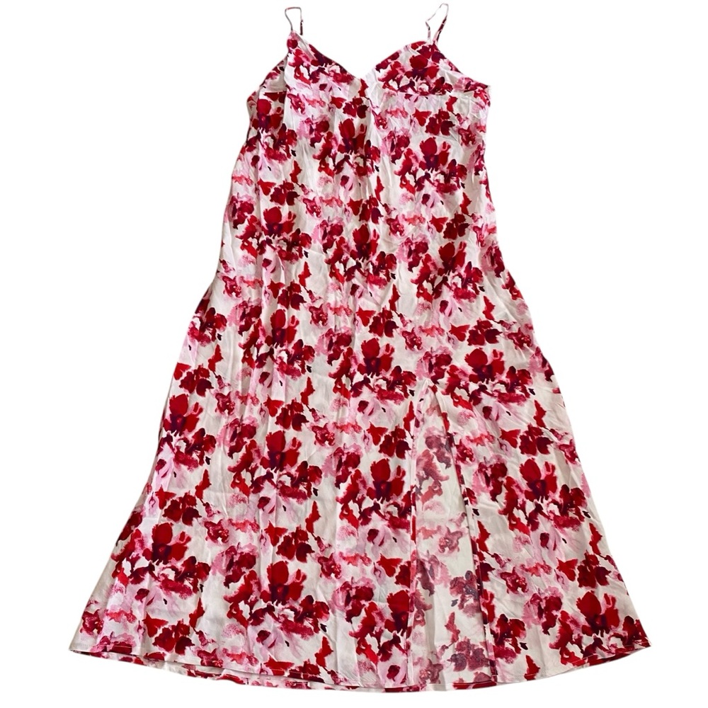NWT a new day Red Floral Crepe Midi Slip Dress Women’s Size Large - Picture 12 of 12